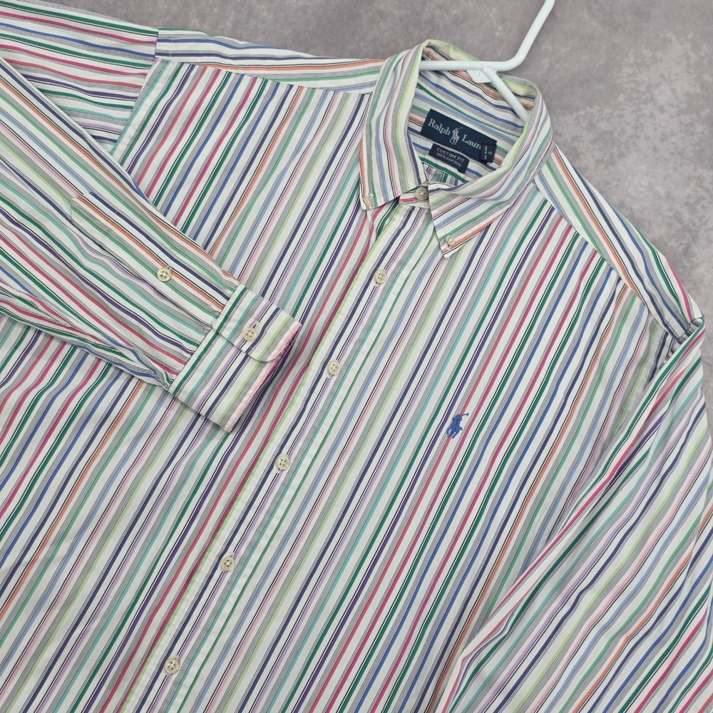 Polo Ralph Lauren Mens XL Button Down Shirt Multi Color Striped Custom Fit Pony